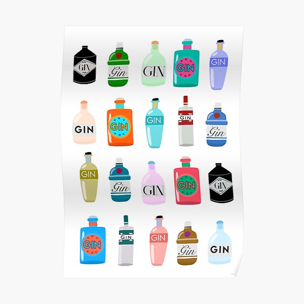 Gin bottles poster Poster
