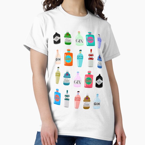 Item preview, Gin bottles T-shirt  designed and sold by PrintsByCarrots.