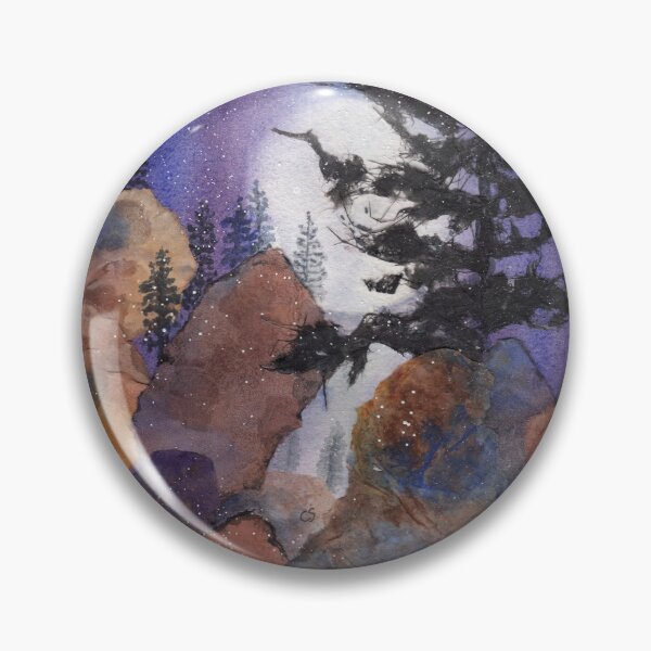 Item preview, Mountain Moon & Tree Watercolor & Acrylic collage designed and sold by The Elderberry Blossom.