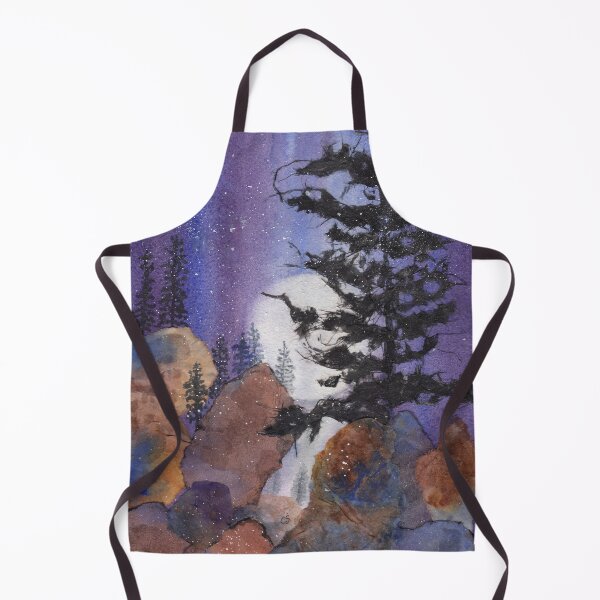 Item preview, Mountain Moon & Tree Watercolor & Acrylic collage designed and sold by The Elderberry Blossom.