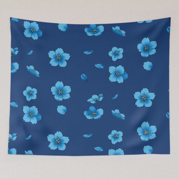 Item preview, Falling Cerulean Blue Sakura Cherry Blossom petals designed and sold by arterialmotive.