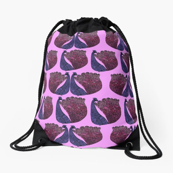 Peacock pattern Drawstring Bag
