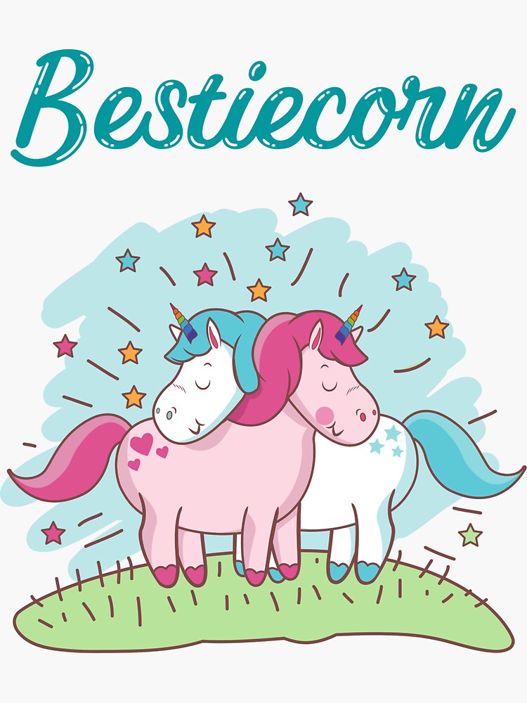 "Bestiecorn Best Friend Unicorn" Sticker by thekittensmeow Redbubble