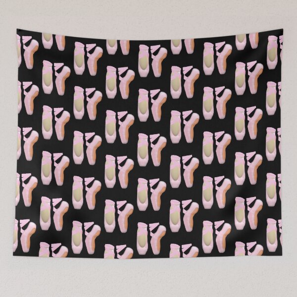 Item preview, Pink Ballerina Toe Shoes Pattern (Black Background) designed and sold by ArtByLM.