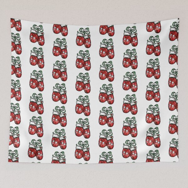 Item preview, Christmas Red Velvet Gloves Plaid Ribbon Santa designed and sold by Jolly-Yosei.