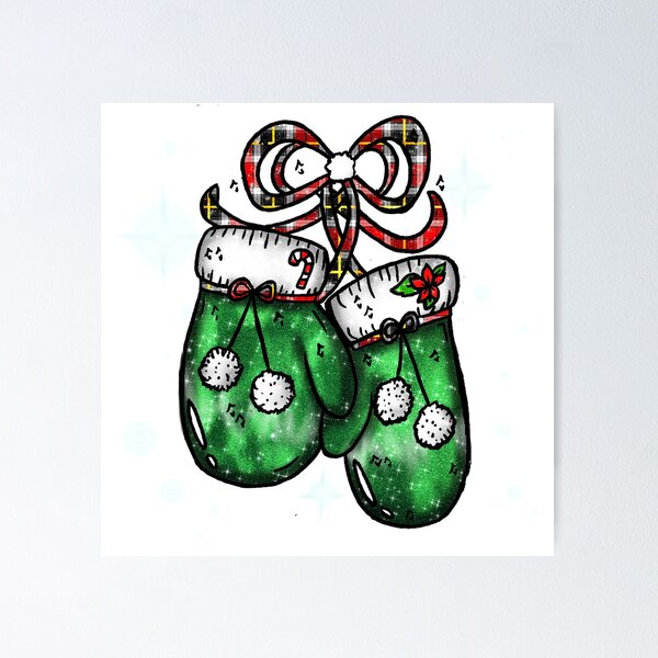 Item preview, Christmas Green Velvet Gloves Plaid Ribbon Santa designed and sold by Jolly-Yosei.