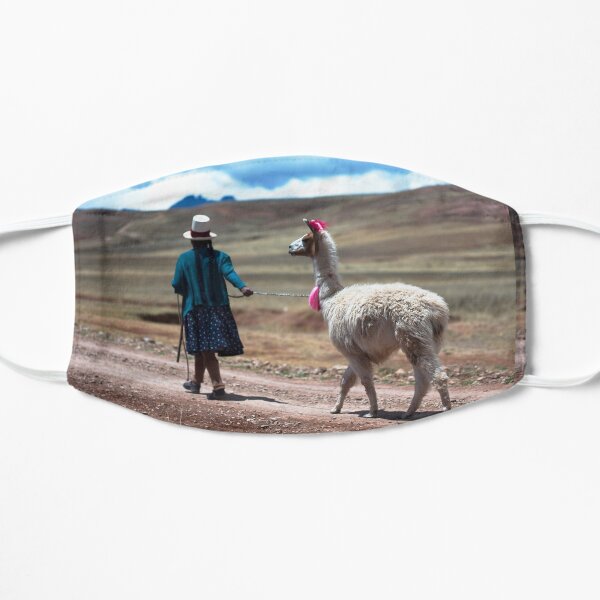 Andean Mountain Woman w/ Llama - Peru Flat Mask