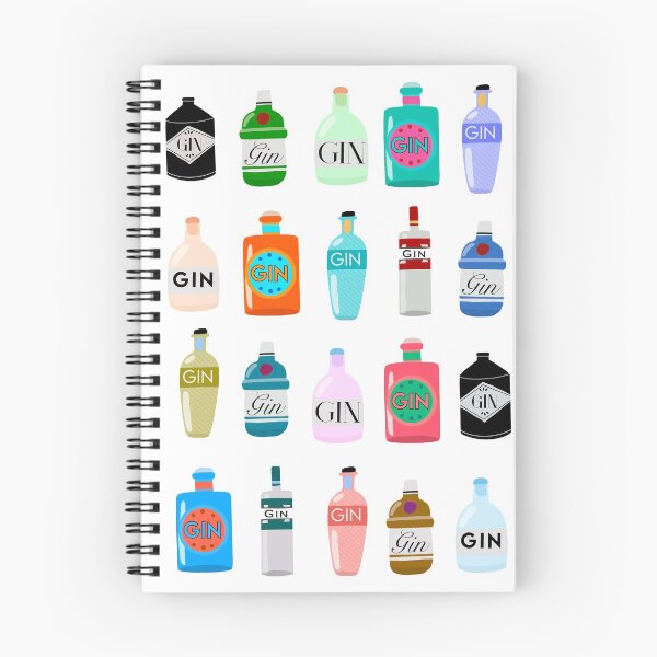 Item preview, Gin bottles Notebook  designed and sold by PrintsByCarrots.