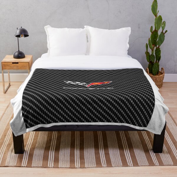 Corvette logo with Carbon Throw Blanket