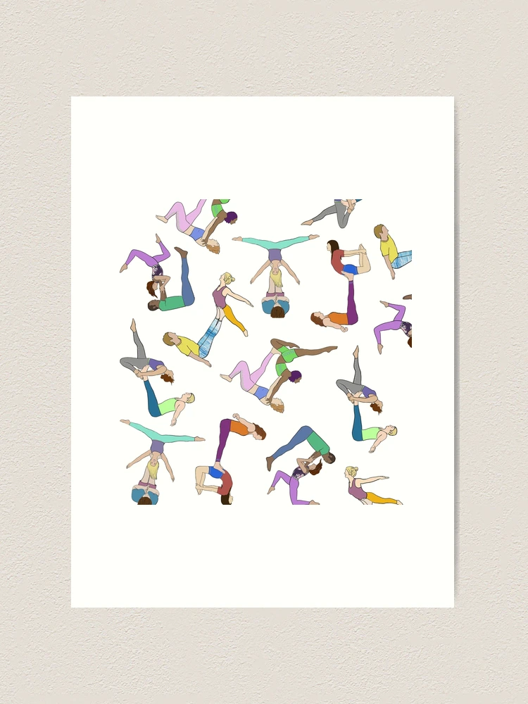 The Balance Acroyoga Fine Art Print Watercolor Painting Yoga Gift