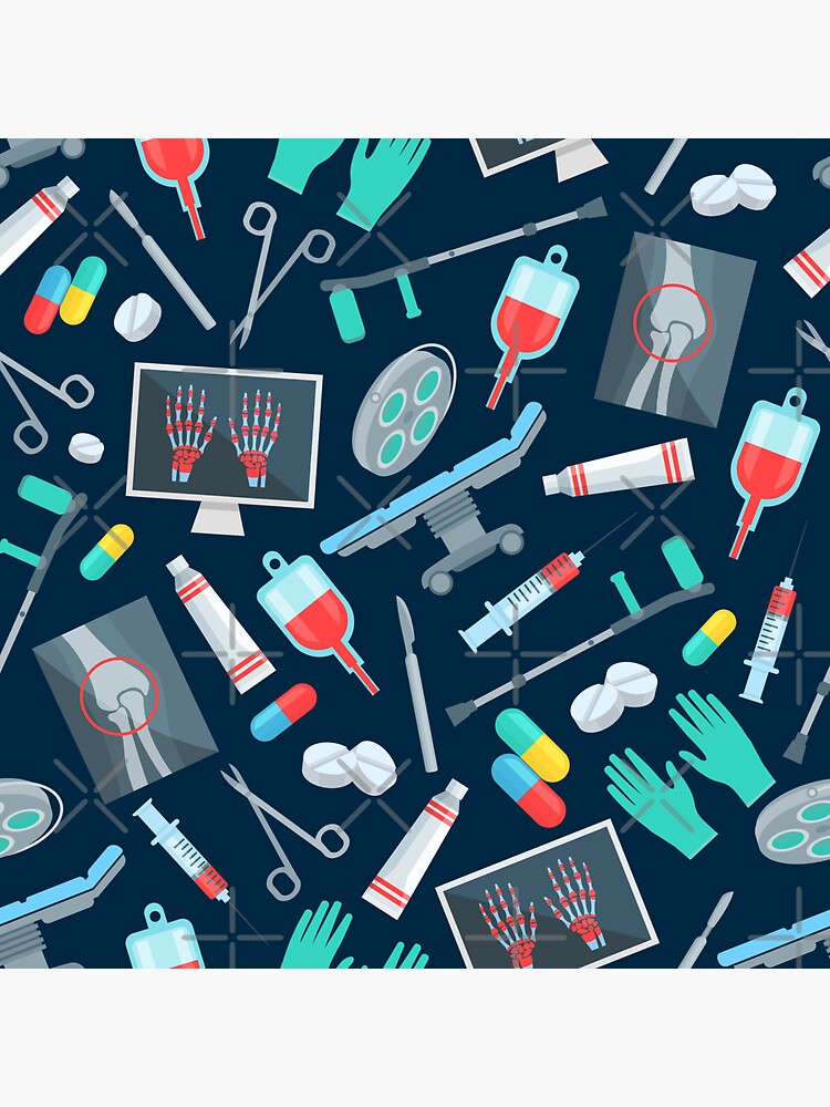 "Medical themed pattern for doctor or nurse" Sticker by NorwegianMoose Redbubble