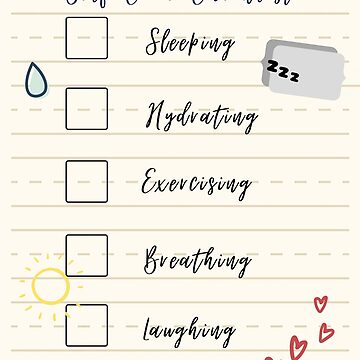 Calligraphy Self Care Checklist -- Cute Doodles Spiral Notebook for Sale  by statsandcats