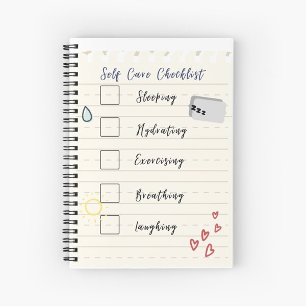 Calligraphy Self Care Checklist -- Cute Doodles Spiral Notebook for Sale  by statsandcats