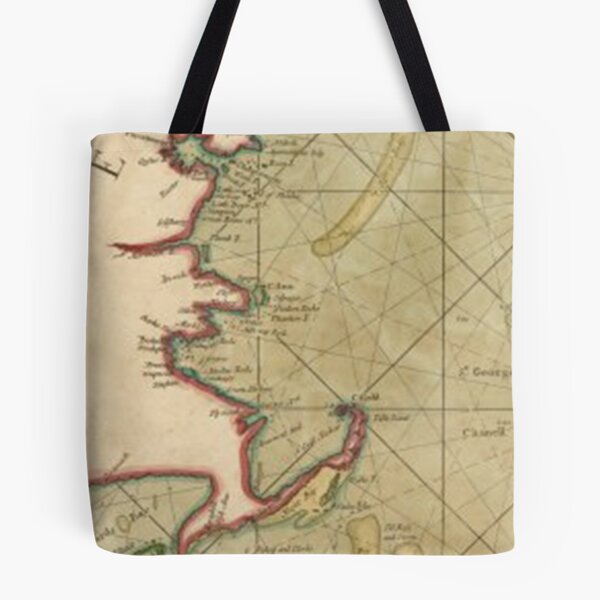 Item preview, Classic New England Shore Atlantic Ocean Coast Map designed and sold by NoShowMagazine.