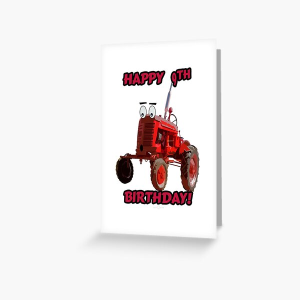 Carte De Vœux Conception De Tracteur Joyeux 9e Anniversaire Par Seadogprints Redbubble