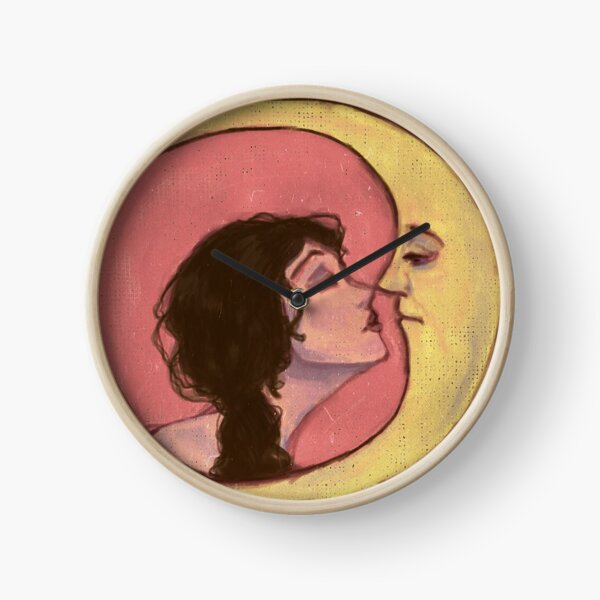 The Lady and The Moon Illustration Clock