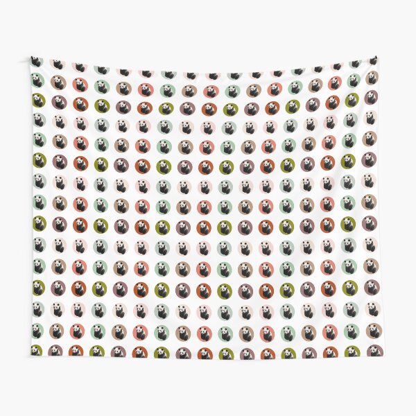 Terra Cotta Colors Panda Pattern Tapestry