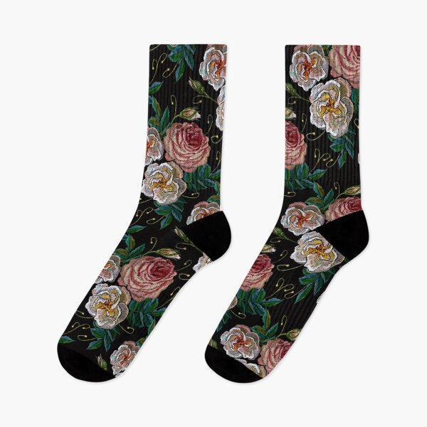 Item preview, White and pink roses embroidery designed and sold by matrioshka.