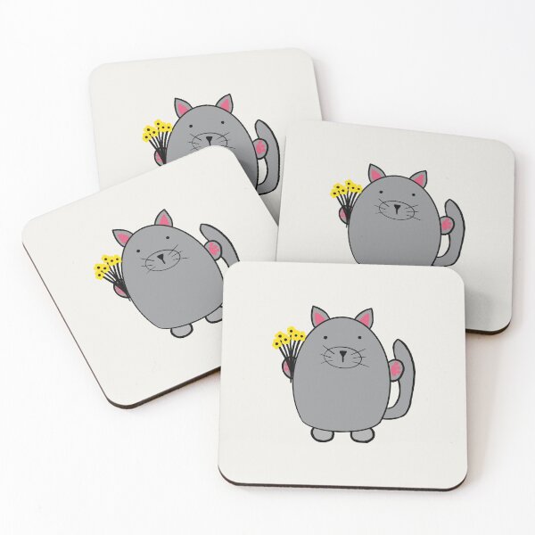 Item preview, Cute Ultimate Gray cats with illuminating yellow flowers designed and sold by Quick Brown Fox Canada.