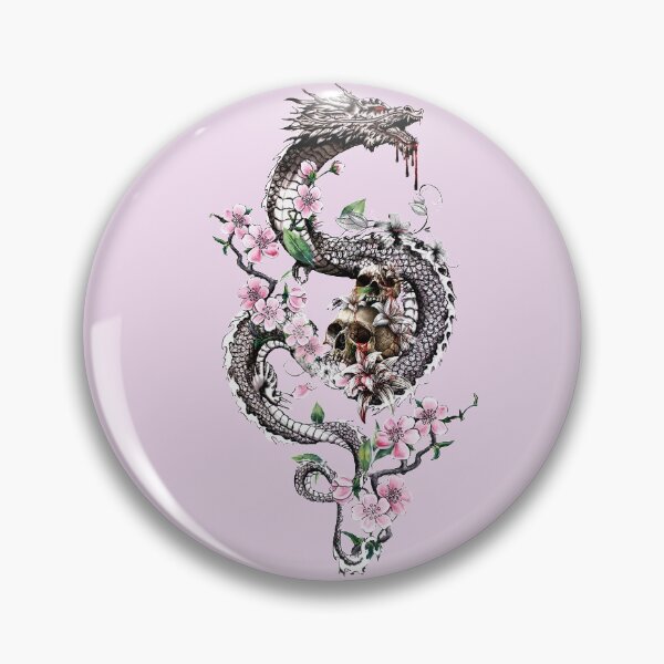 Item preview, Dragon with Flowers and Skulls designed and sold by Gothic Fantasy.