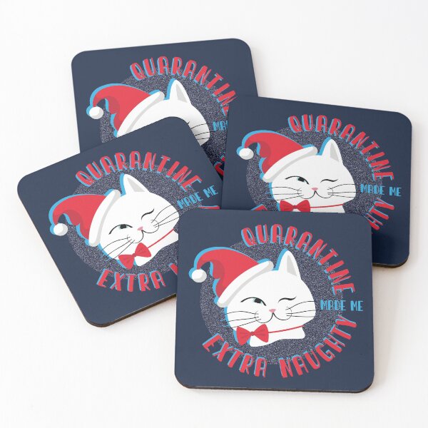 Item preview, Quarantine made me Extra Naughty- Funny Xmas Cat (Red & Blue)  designed and sold by HeraAndKosmos.