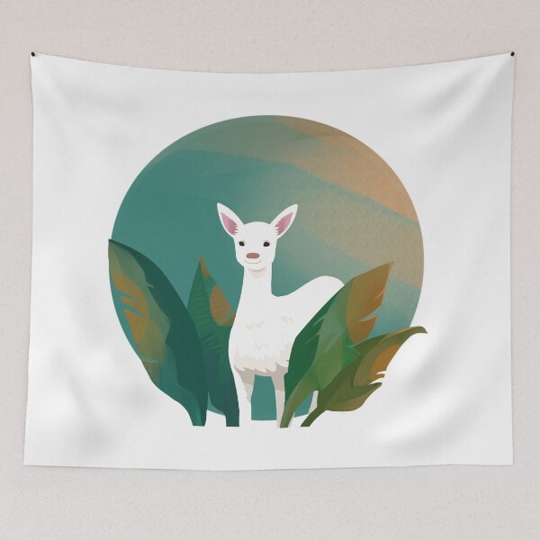 Item preview, White Deer & banana leaves designed and sold by FangsDesign.