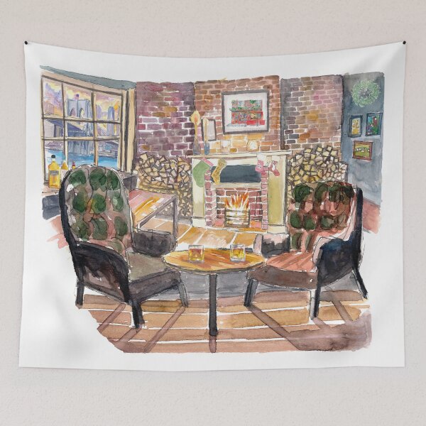 Item preview, Quiet and cozy Christmas Eve at Fireside in New York Pub designed and sold by artshop77.