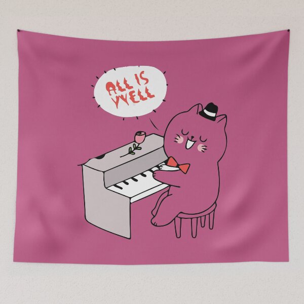 Item preview, ALL IS WELL Inspirational Piano Playing Cat With Hat designed and sold by OneChange.