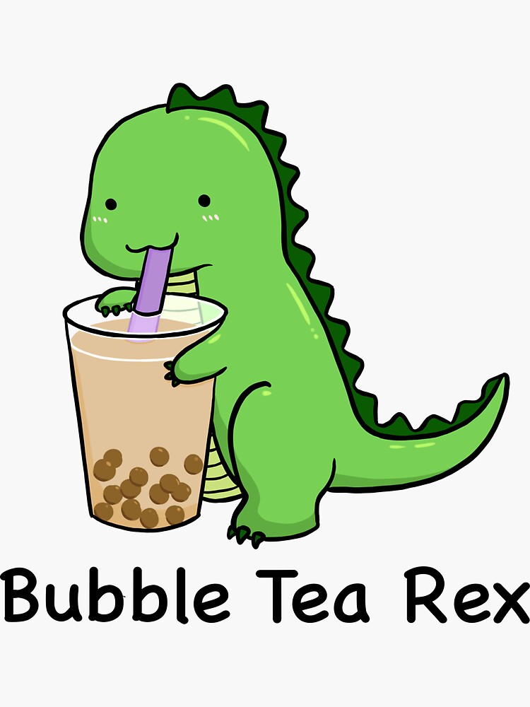 Tea-Rex -Funny Tea drinking Dinosaur T-Rex Cute' Sticker