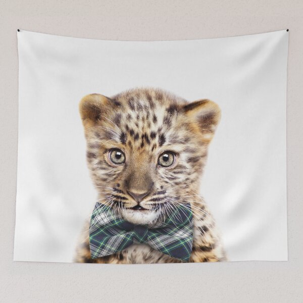 Item preview, Baby Leopard With Bow Tie, Baby Animals Art Print by Synplus designed and sold by synplus.