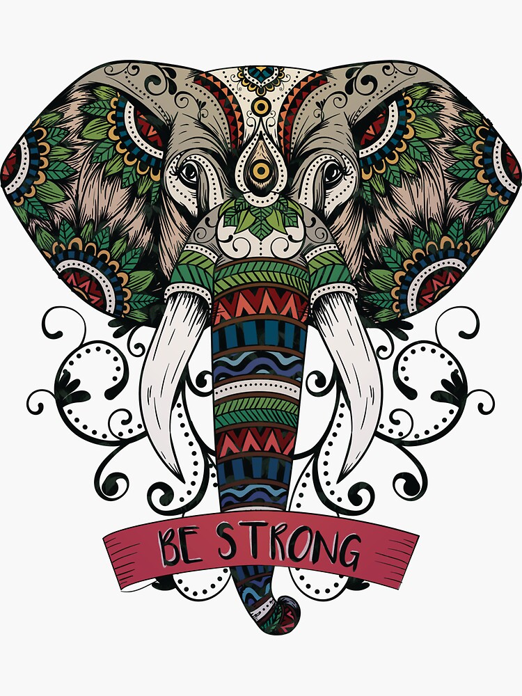 Elephant T-Shirt Be Strong Mandala Native American Shamanic Elephant T-Shirt Be Strong Mandala Native American Shamanic