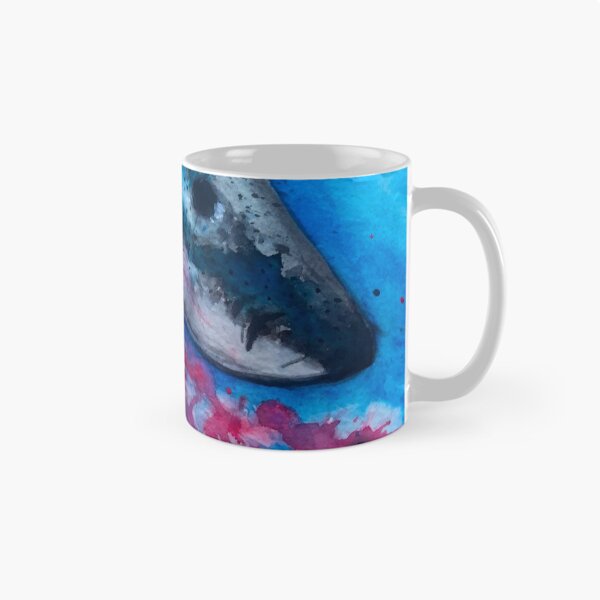 Item preview, watercolor shark painting  designed and sold by AZTECartoon.