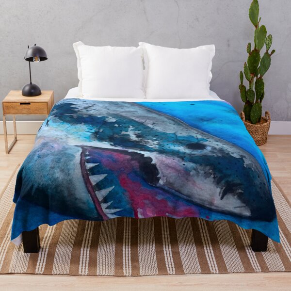 Item preview, watercolor shark painting  designed and sold by AZTECartoon.