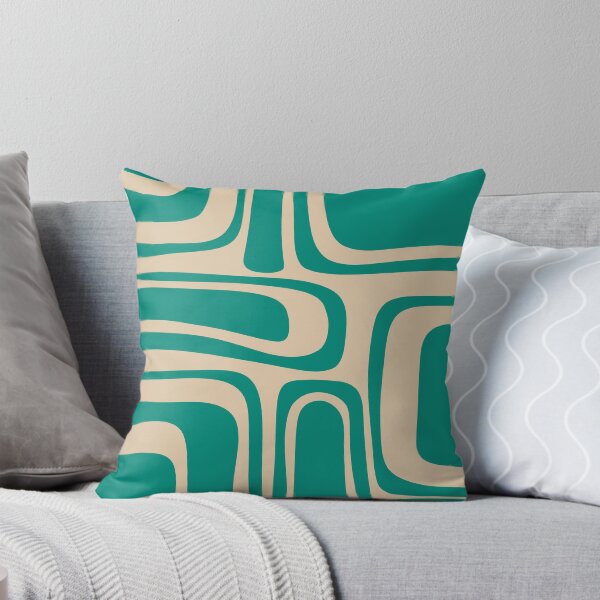 Item preview, Palm Springs Retro Midcentury Modern Abstract Pattern in Mid Mod Turquoise Teal and Beige designed and sold by kierkegaard.