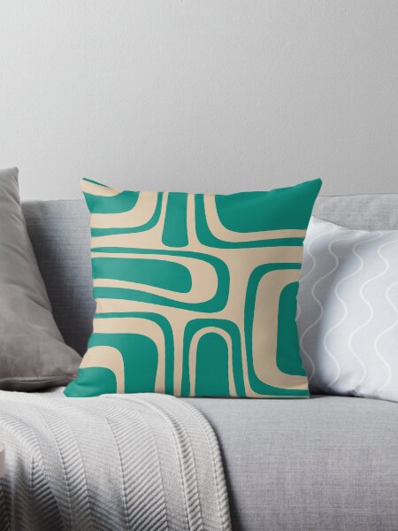 Item preview, Palm Springs Retro Midcentury Modern Abstract Pattern in Mid Mod Turquoise Teal and Beige designed and sold by kierkegaard.