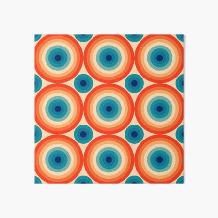 70s Polka Eye illusion Dot Pattern in Orange and Blue Art Board Print