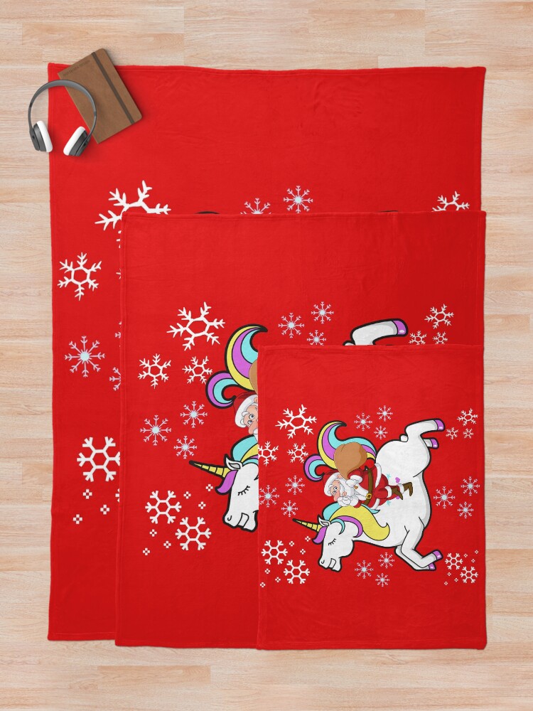 Thumbnail 5 of 6, Throw Blanket, Santa Riding A Unicorn designed and sold by Rpgpbp.