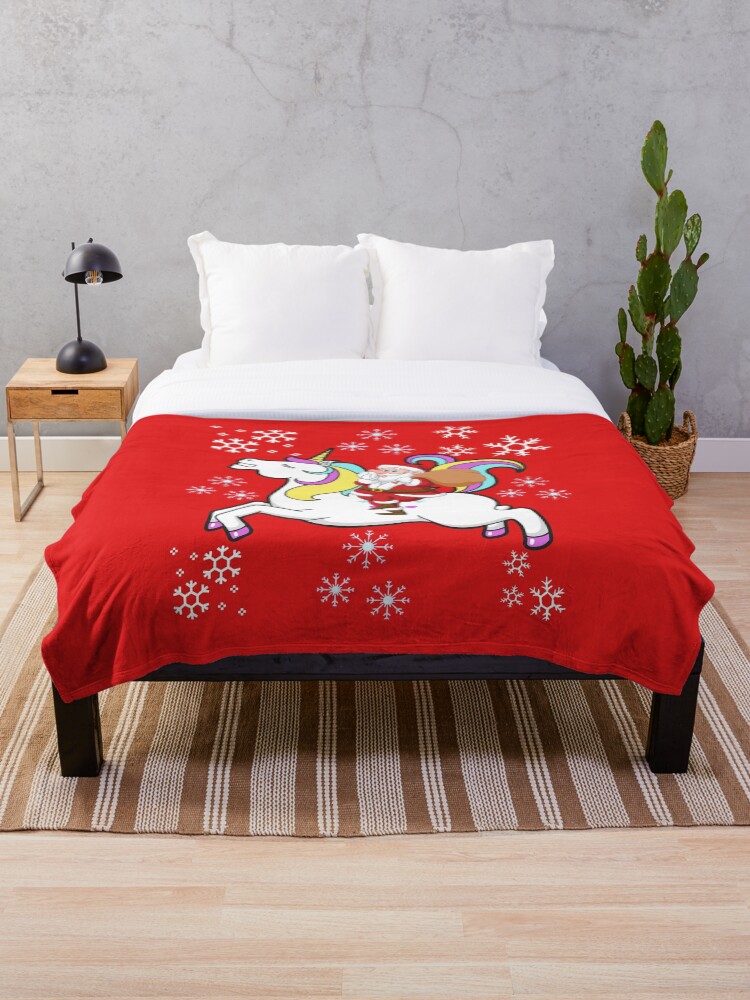 Thumbnail 1 of 6, Throw Blanket, Santa Riding A Unicorn designed and sold by Rpgpbp.