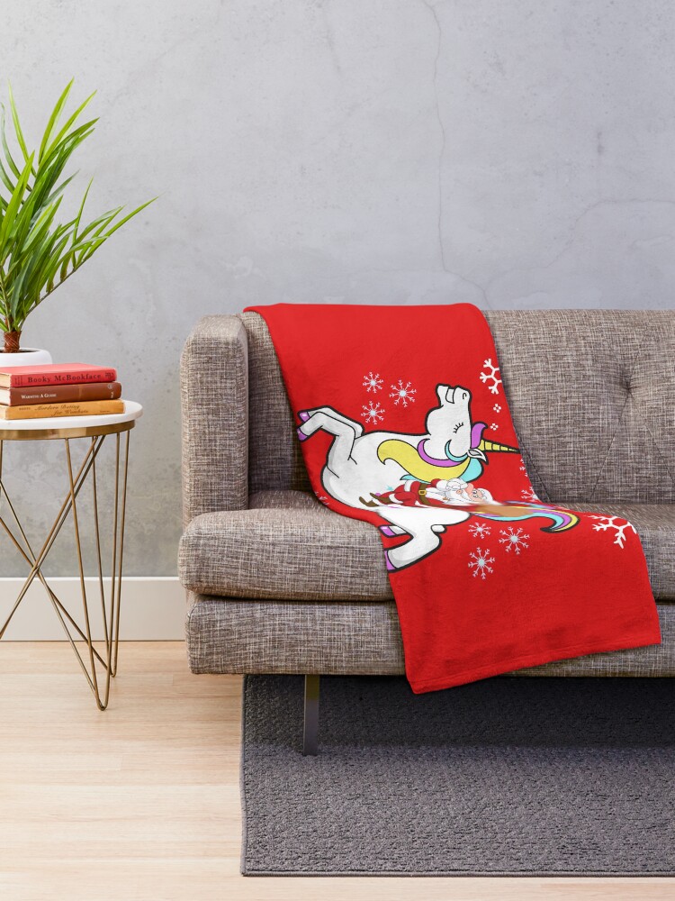 Thumbnail 2 of 6, Throw Blanket, Santa Riding A Unicorn designed and sold by Rpgpbp.