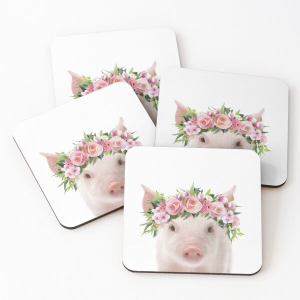 Item preview, Baby Pig With Flower Crown, Baby Animals Art Print by Synplus designed and sold by synplus.