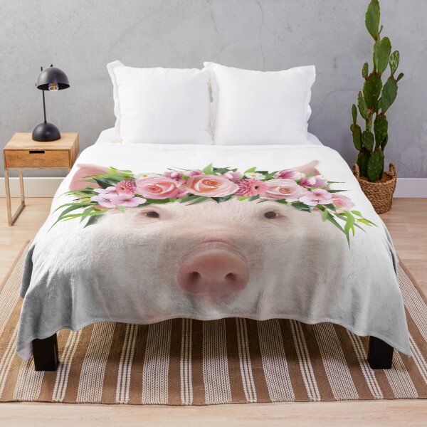 Item preview, Baby Pig With Flower Crown, Baby Animals Art Print by Synplus designed and sold by synplus.