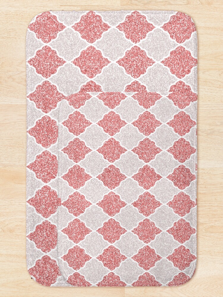 Alternate view of Girly Glitter Moroccan Quatrefoil Pattern Bath Mat