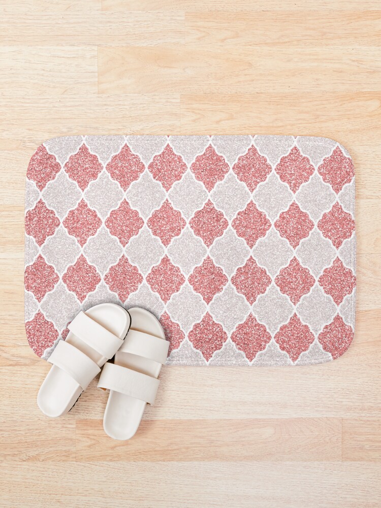 Alternate view of Girly Glitter Moroccan Quatrefoil Pattern Bath Mat