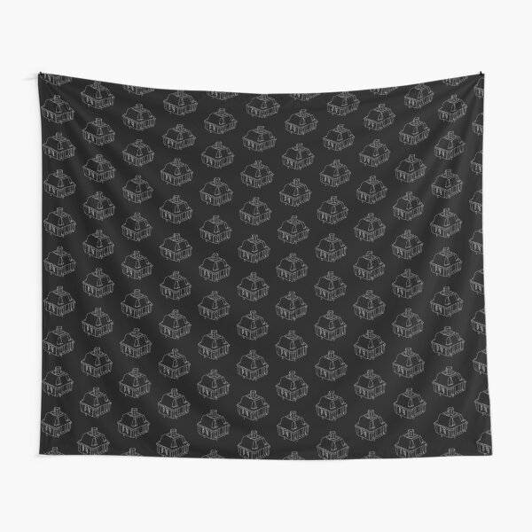 Mechanical Keyboard Cherry MX Switch Technical Line Drawing Black and White Pattern Tapestry
