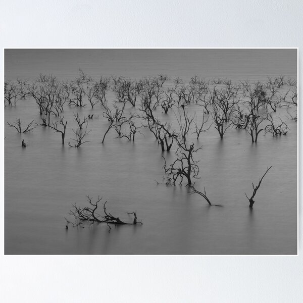 Item preview, Abstract Black and White Minimalist Lake  designed and sold by NaturesPixels.