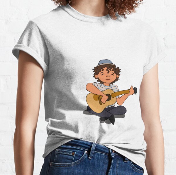 smiling boy with hat playing the guitar Classic T-Shirt