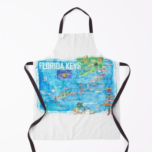 Item preview, Florida Keys Key West Marathon Key Largo Illustrated Travel Poster Favorite Map 2nd Signpost Edition designed and sold by artshop77.
