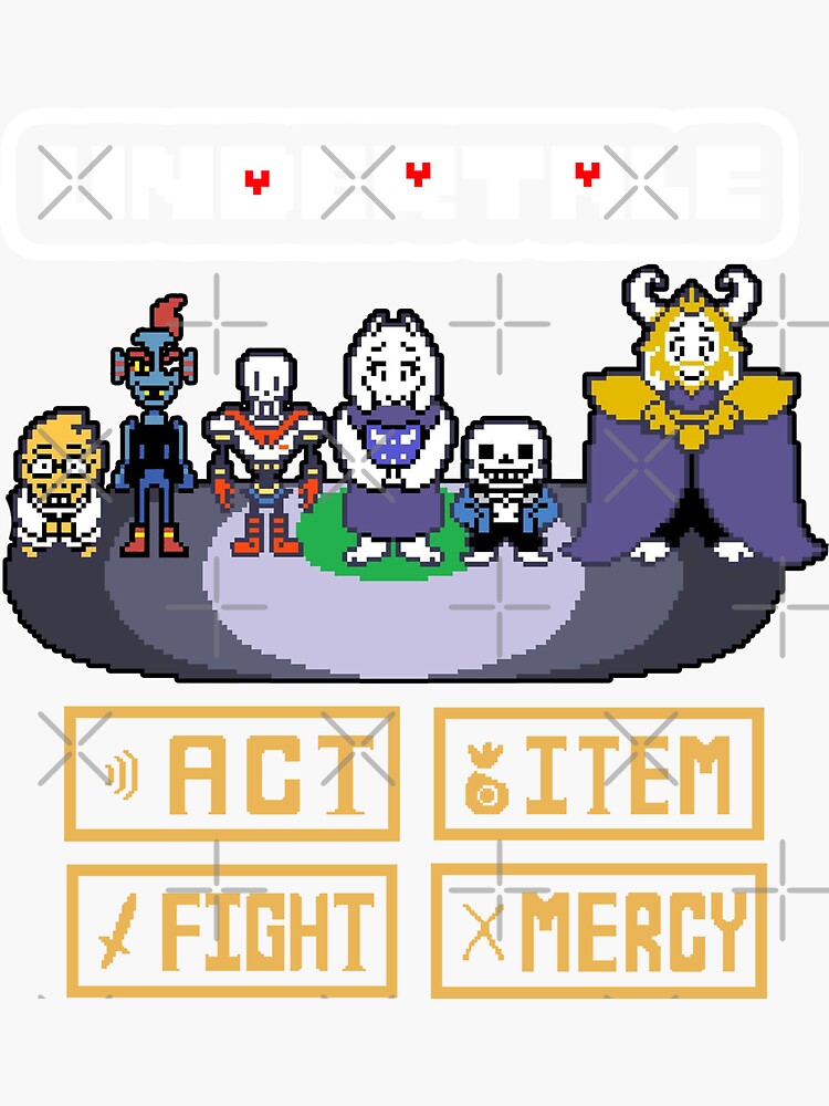 Act Item Fight Mercy Video Game Undertale Art Sticker for Sale by