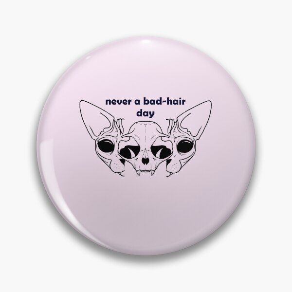 Item preview, Never a bad hair day - Hairless Sphynx Cat Skull Split in Two - Funny Animal Quote - Line Drawing Wrinkly Kitty - Blush Pink - Gold Rose designed and sold by AnanasArt.