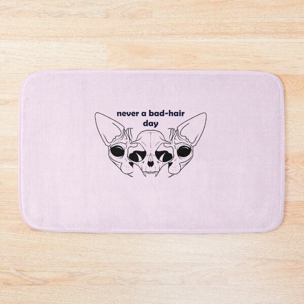 Item preview, Never a bad hair day - Hairless Sphynx Cat Skull Split in Two - Funny Animal Quote - Line Drawing Wrinkly Kitty - Blush Pink - Gold Rose designed and sold by AnanasArt.